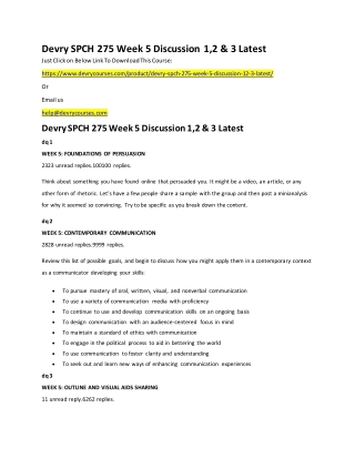 Devry SPCH 275 Week 5 Discussion 1,2 & 3 Latest