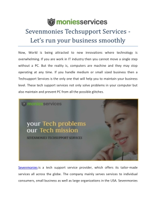 Sevenmonies Techsupport Services - Let’s run your business smoothly