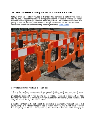 Top Tips to Choose a Safety Barrier for a Construction Site