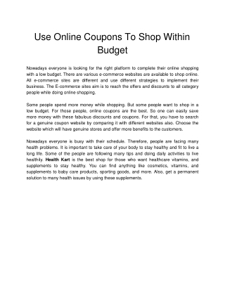 Use Online Coupons To Shop Within Budget