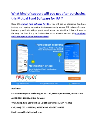 What kind of support will you get after purchasing this Mutual Fund Software for IFA ?