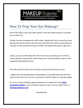 Matte Eyeshadow Palette by Makeup Palette Pro