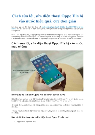 Cách sửa lỗi, sửa điện thoại Oppo F1s bị vào nước hiệu quả, cực đơn giản