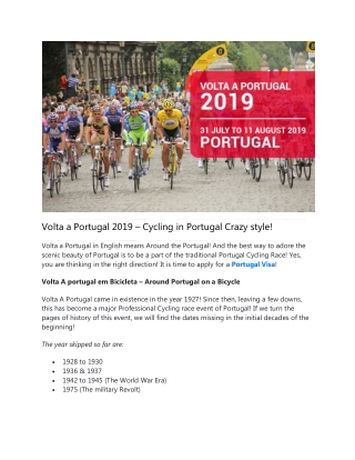 Volta a Portugal 2019 – Cycling in Portugal Crazy style!