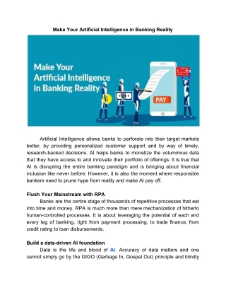 Make Your Artificial Intelligence in Banking Reality