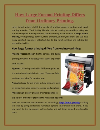 How Large Format Printing Differs from Ordinary Printing
