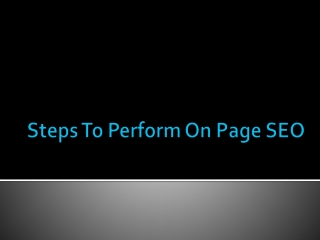 Steps to Perform On Page SEO