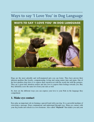 Ways to say ‘I Love You’ in Dog Language!