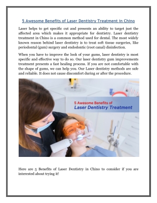 5 Awesome Benefits of Laser Dentistry Treatment in Chino