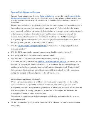 Revenue Cycle Management Services