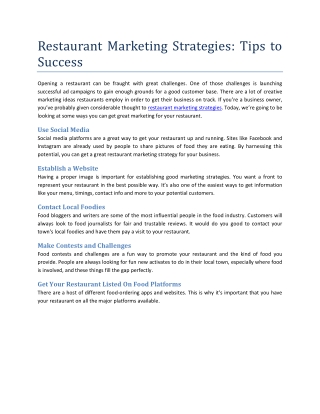Restaurant Marketing Strategies: Tips to Success