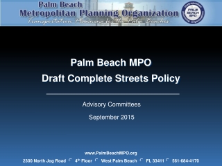 Palm Beach MPO Draft Complete Streets Policy