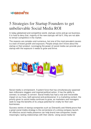 5 Strategies for Startup Founders to get unbelievable Social Media ROI
