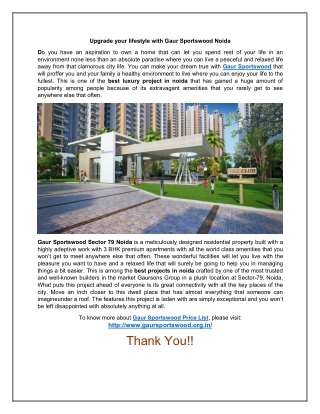 Get Luxury homes in Gaur Sportswood Noida