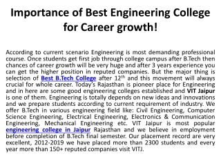 Importance of Best Engineering College for Career growth!