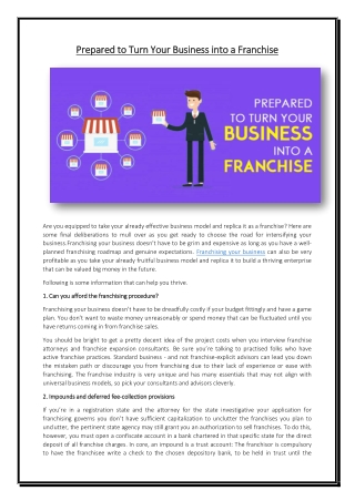 Prepared to Turn Your Business into a Franchise