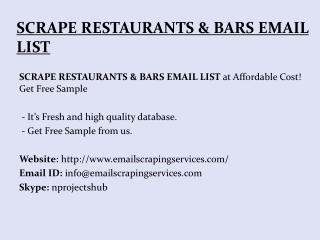 SCRAPE RESTAURANTS & BARS EMAIL LIST