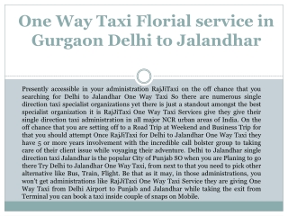 Delhi to Jalandhar One Way Taxi