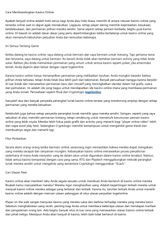 Cara Membandingkan Kasino Online