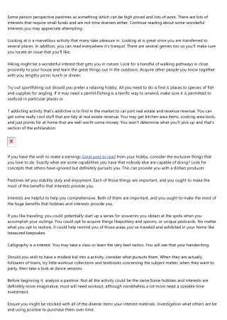 Wonderful Advice About Pastimes That You Can Quickly Follow