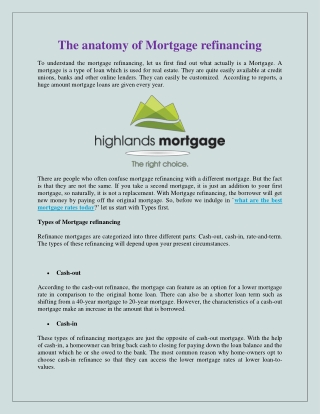 The anatomy of Mortgage refinancing