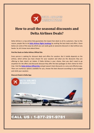 How to avail the seasonal discounts and Delta Airlines Deals?