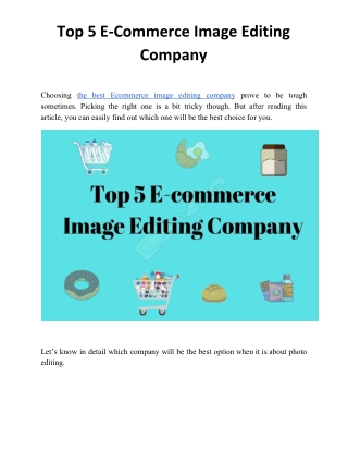 Top 5 E-Commerce Image Editing Company