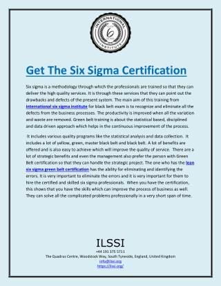 Get The Six Sigma Certification