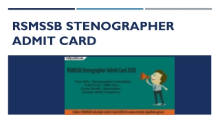 Download RSMSSB Stenographer Admit Card 2019, Ashulipik Exam Call Letter