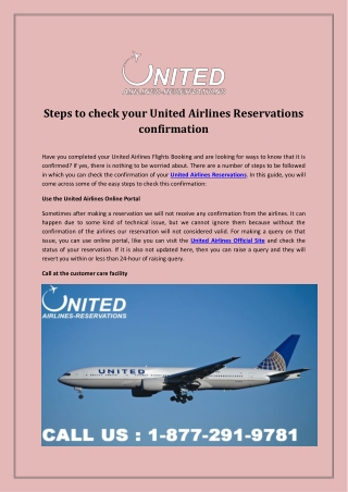 Steps to check your United Airlines Reservations confirmation