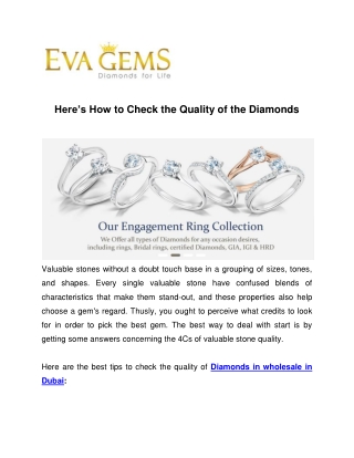 Here’s How to Check the Quality of the Diamonds