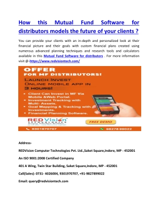 How this Mutual Fund Software for distributors models the future of your clients ?
