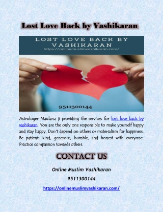 Lost Love Back by Vashikaran