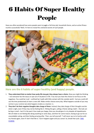 6 Habits Of Super Healthy People
