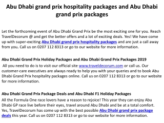 Formula 1 Grand Prix Packages