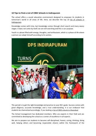 10 Tips to Find a List of CBSE Schools in Indirapuram
