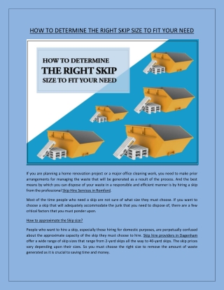 How To Determine the right skip size to fit your need