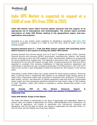 India UPS Market is expected to expand at a CAGR of over 8% from 2018 to 2025