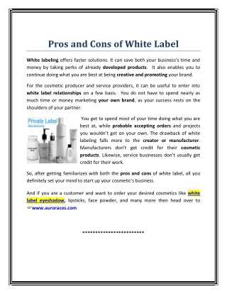 Pros and Cons of White Label