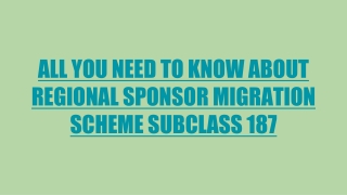 Regional Sponsor Migration Scheme subclass 187