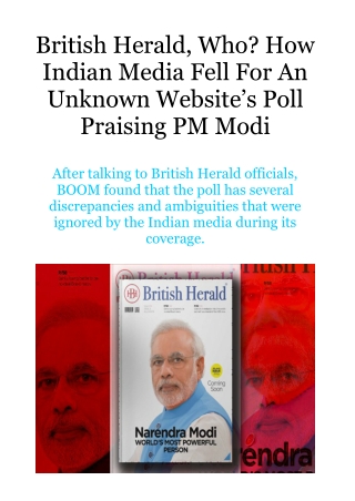 British Herald, Who! How Indian Media Fell for an Unknown Website’s Poll Praising PM Modi