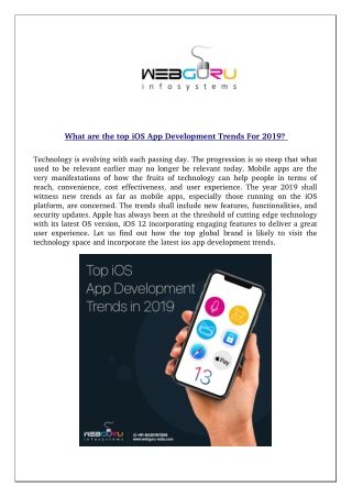 What are the top iOS App Development Trends For 2019?