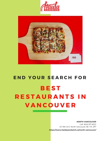 End Your Search For Best Restaurants In Vancouver With Haida Sandwich