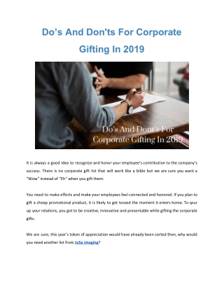 Do’s And Dont’s For Corporate Gifting In 2019