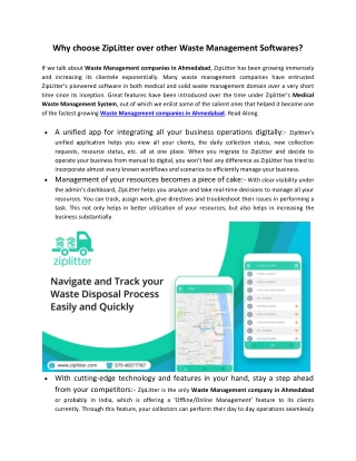 Why choose ZipLitter over other Waste Management Softwares