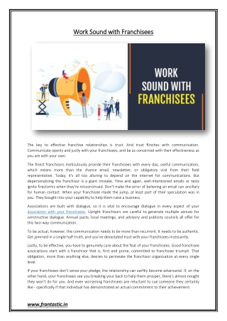 Work Sound with Franchisees