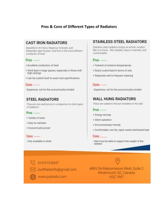 Pros & Cons of Different Types of Radiators