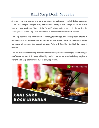 Kaal Sarp Dosh Nivaran