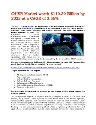 C4ISR Market worth $119.39 Billion by 2022 at a CAGR of 3.56%