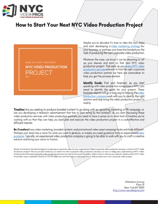 How to Start Your Next NYC Video Production Project